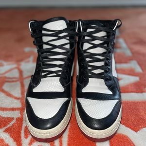 Saint Laurent SL24 High Top Sneaker in Optic White/Black/Red